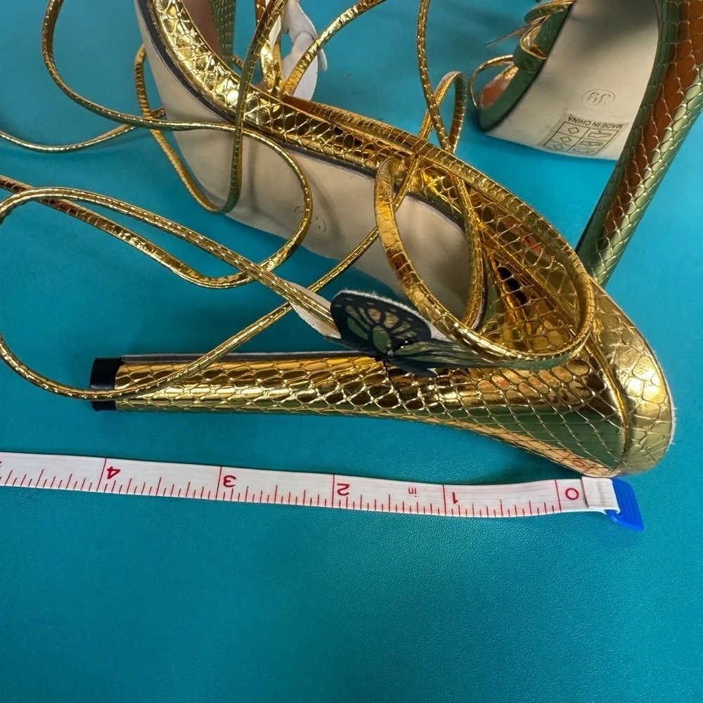 Elegant Gold Butterfly Women's Heels - Picture 7 of 9